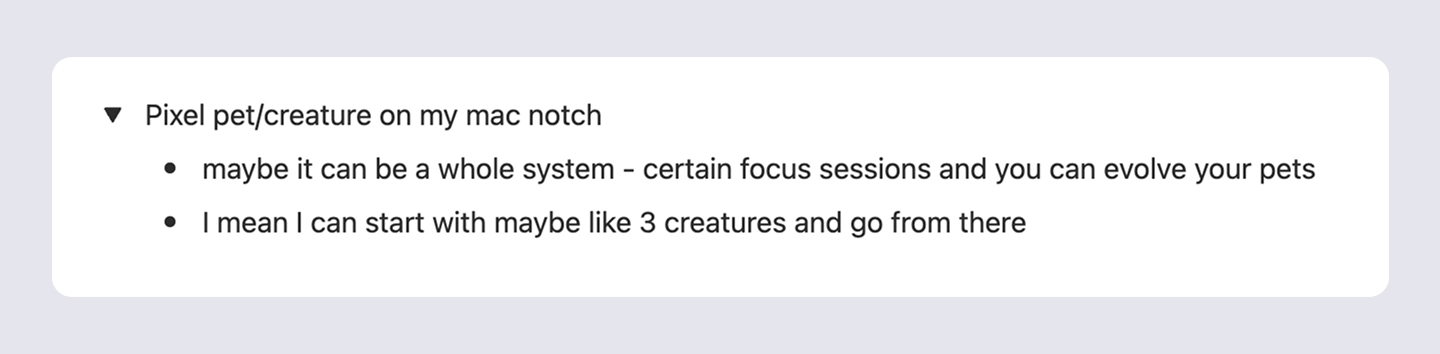 The start — Notion note from July